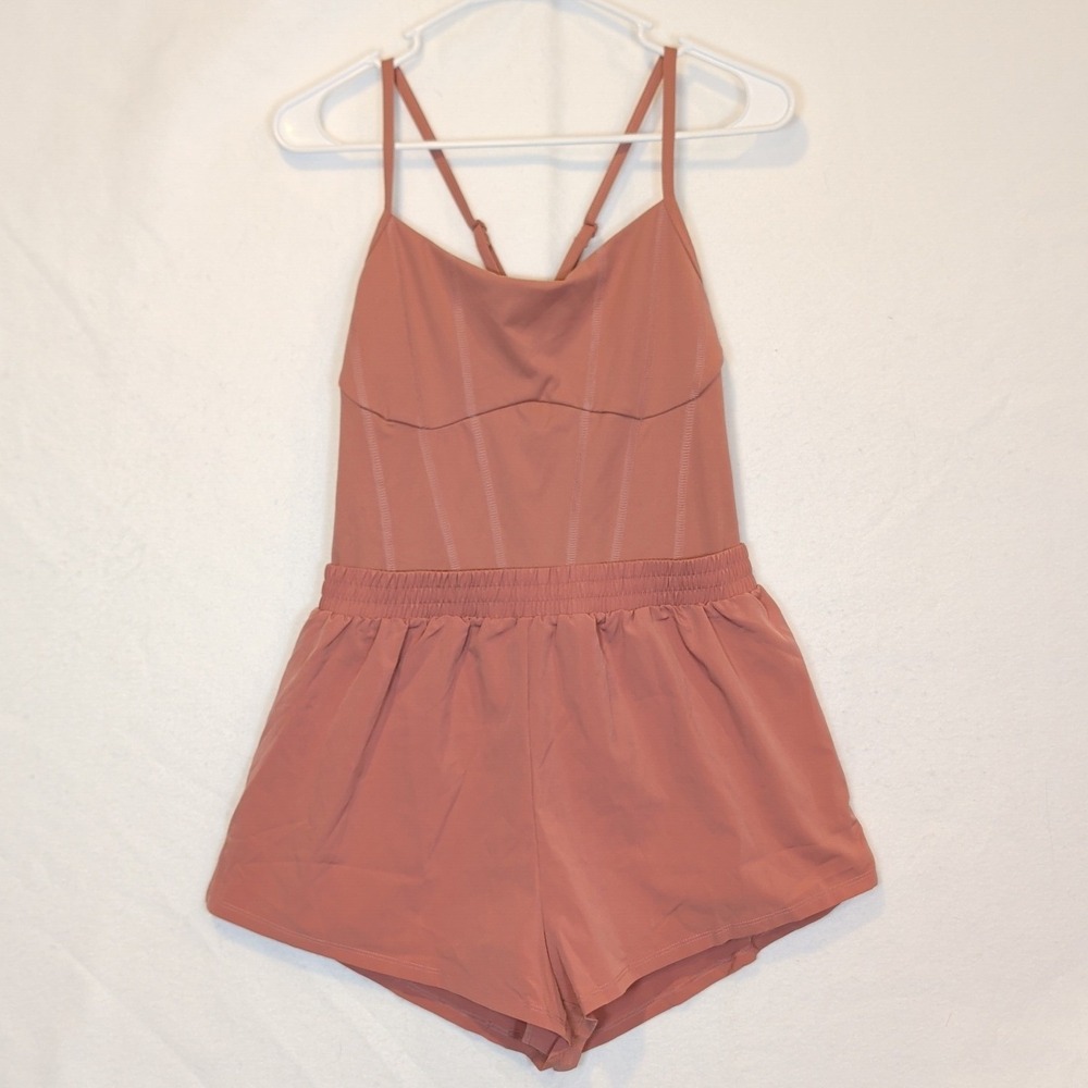 Victorias Secret PINK Ultimate Runsie Romper Mauve Large NWT